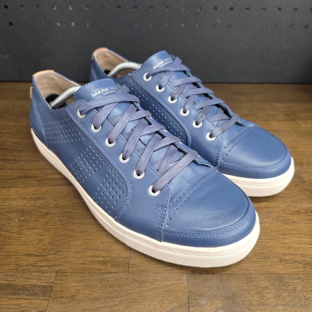 Mark‎ Nason Crocker Sneakers Mens 11.5 Blue Leather Perforated Lace Up 68520